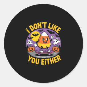Lustige Candy Corn Halloween Skateboarding-Geschen Runder Aufkleber