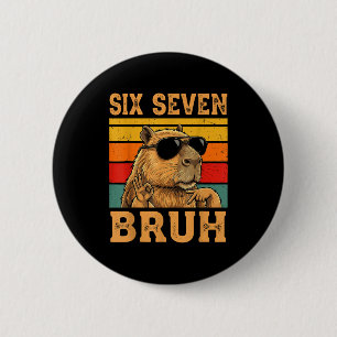 Lustige Capybara 67 Meme Six Seven Bruh Jungen Tee Button
