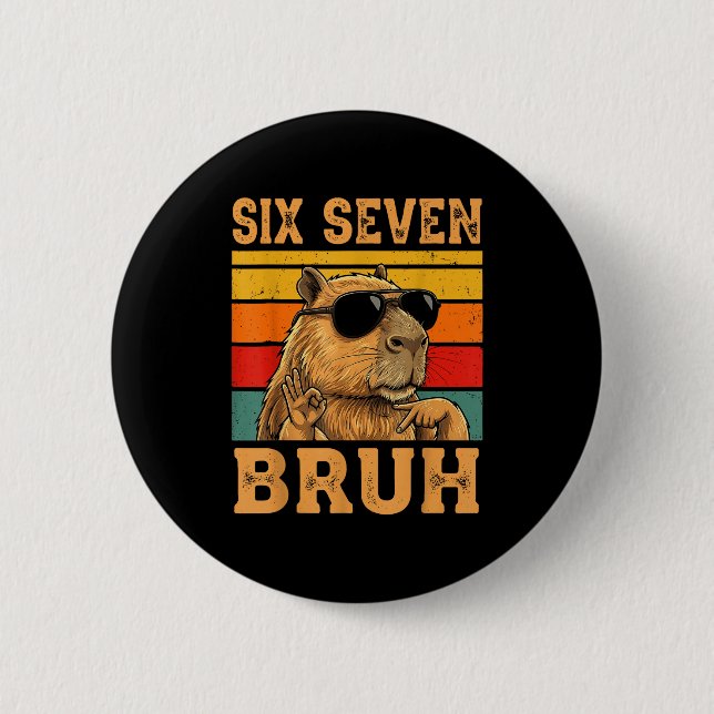 Lustige Capybara 67 Meme Six Seven Bruh Jungen Tee Button (Vorderseite)