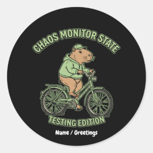 Lustige Capybara-Chaos-Monitor-State-Testing-Editi Runder Aufkleber