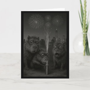 Lustige Capybara Feuerwerk Frohes Neues Jahr Langa Karte