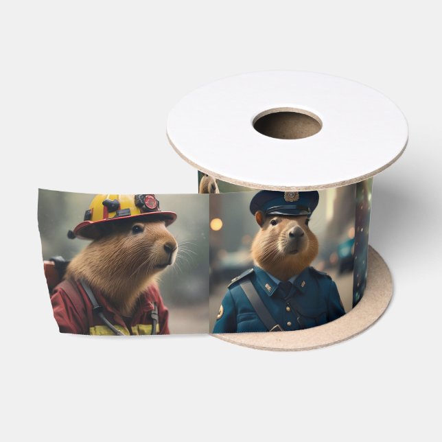 Lustige Capybara-Fotocollage, Satinband (Spule)