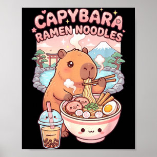 Lustige Capybara-Nudel-Ramen Kawaii Capybara beim Poster