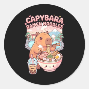 Lustige Capybara-Nudel-Ramen kawaii Capybara beim Runder Aufkleber