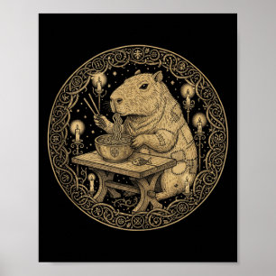 Lustige Capybara Old World Mittelalter Ramen Fanta Poster