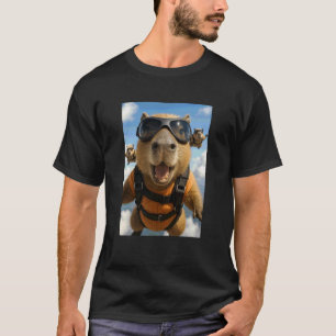 Lustige Capybara Tierliebhaber Sky Diving Taucher T-Shirt