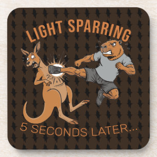Lustige Capybara vs Kangaroo Leichtes Sparring MMA Getränkeuntersetzer