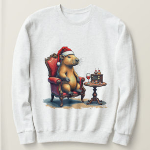 Lustige Capybara Wein Entspannung in einem Sessel Sweatshirt