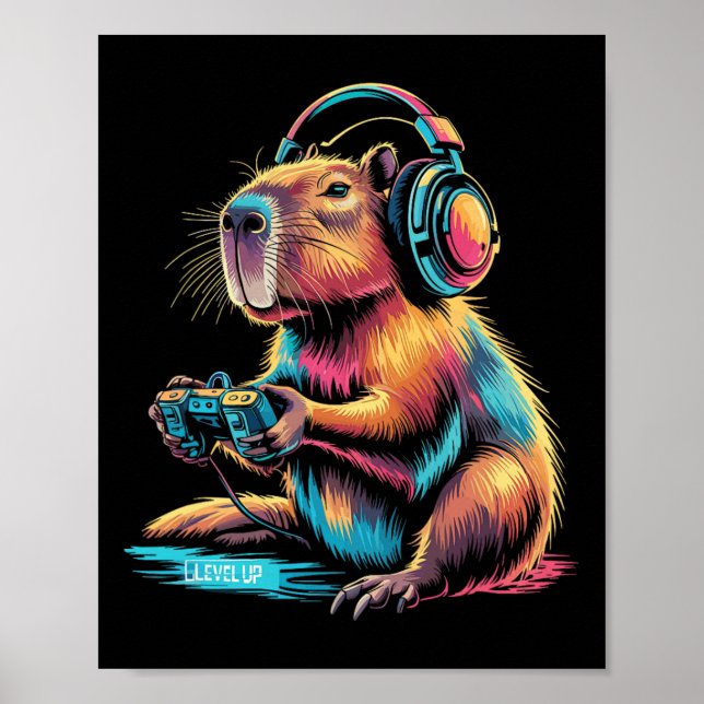 Lustige Capyra Videospieler Capyra  Poster (Vorne)