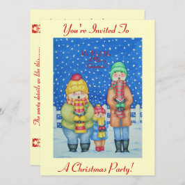 lustige Carolsänger bei Schneeschuhen Einladung