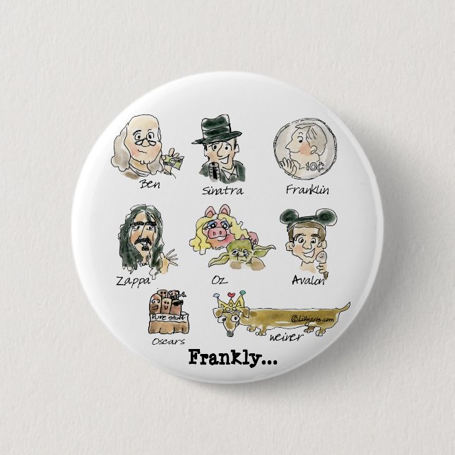 Lustige Cartoon-berühmte Frank-rundes Button (Vorderseite)