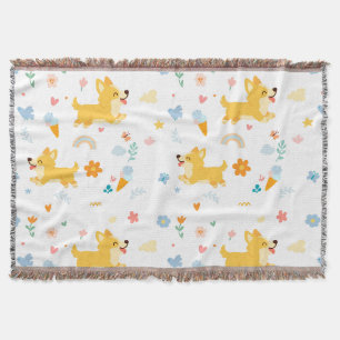 lustige Cartoon Corgis Hunde Decke