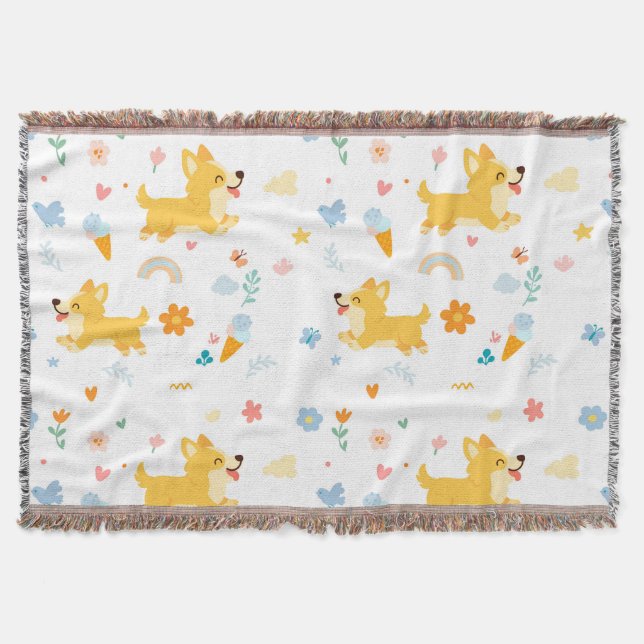lustige Cartoon Corgis Hunde Decke (Vorderseite)