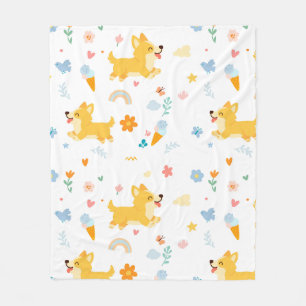 lustige Cartoon Corgis Hunde Fleecedecke