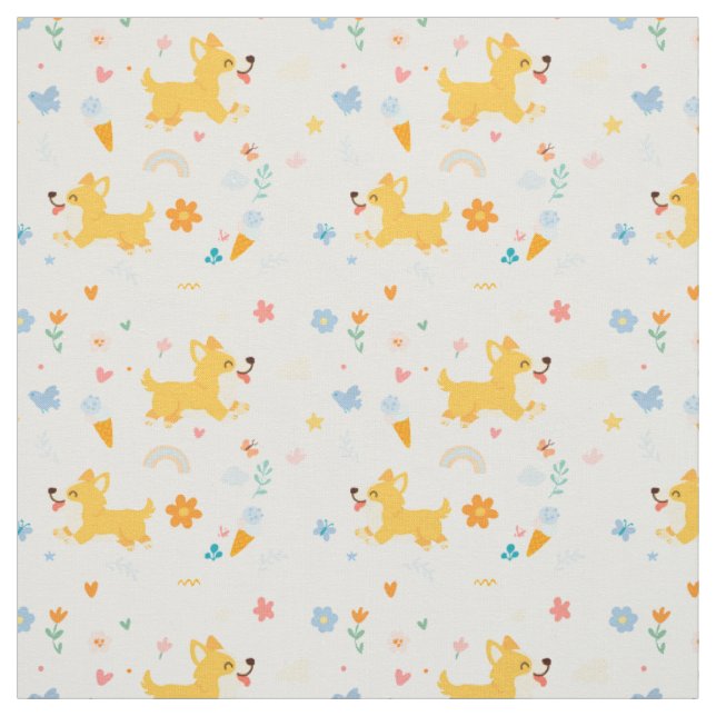lustige Cartoon Corgis Hunde Stoff (Muster)