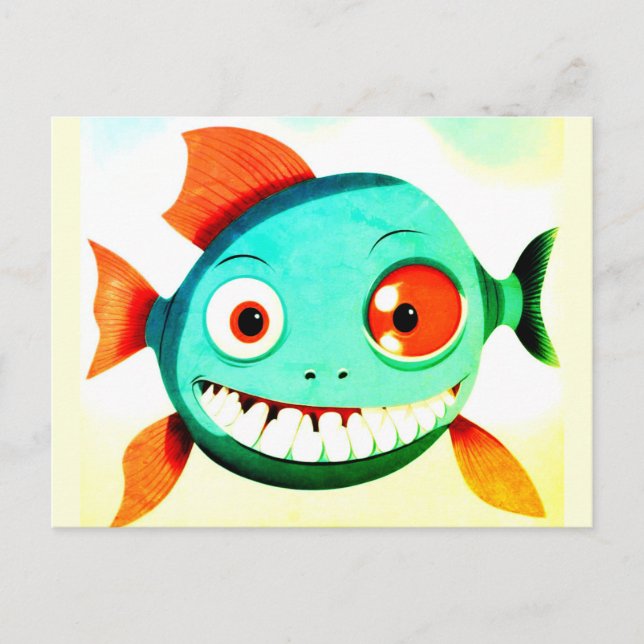 Lustige Cartoon-Fisch-Postkarte Postkarte (Vorderseite)