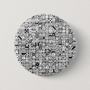 Lustige Cartoon-Gesichter Quadrate Button