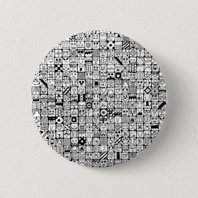 Lustige Cartoon-Gesichter Quadrate Button (Vorderseite)