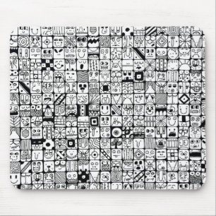 Lustige Cartoon-Gesichter Quadrate Computer-Mauspa Mousepad