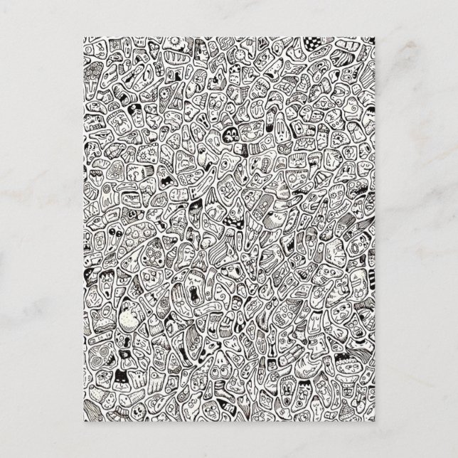 Lustige Cartoon-Gesichter Zeichnen Postkarte (Vorderseite)