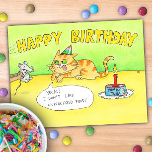 Lustige Cartoon Glückwunsch zum Geburtstag Katze Postkarte