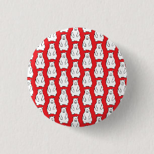 Lustige Cartoon-Grizzly-Polarbären Rot Button