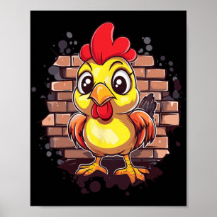 Lustige Cartoon-Henne Poster