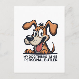 Lustige Cartoon-Hund-Butler-Zitat Feiertagspostkarte