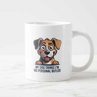 Lustige Cartoon-Hund-Butler-Zitat Jumbo-Tasse