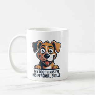 Lustige Cartoon-Hund-Butler-Zitat Kaffeetasse