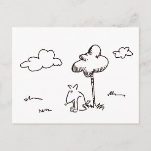 Lustige Cartoon-Hund unter Baum Zeichnung Postkart Postkarte