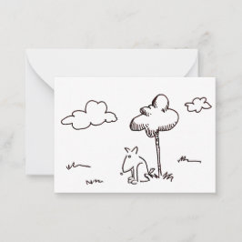 Lustige Cartoon-Hund unter Baumzeichnung Mitteilungskarte