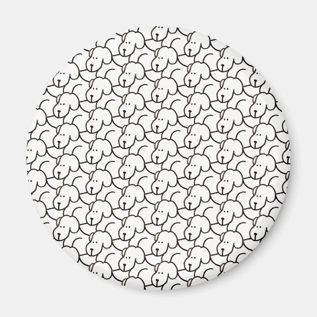 Lustige Cartoon-Hunde beim Sitzen Magnet (Vorne)