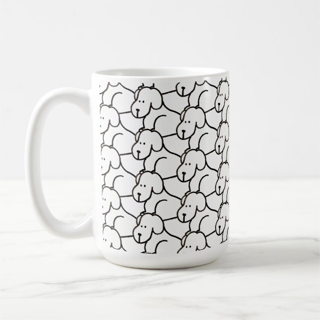 Lustige Cartoon-Hunde sitzen  Kaffeetasse (Links)