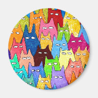 Lustige Cartoon-Katzen Farb-Bleistift-Zeichnung