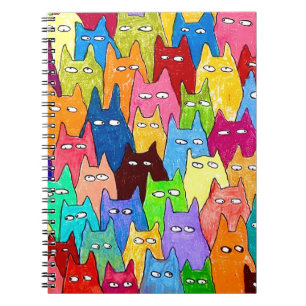 Lustige Cartoon-Katzen Farb-Bleistift-Zeichnung Notizblock