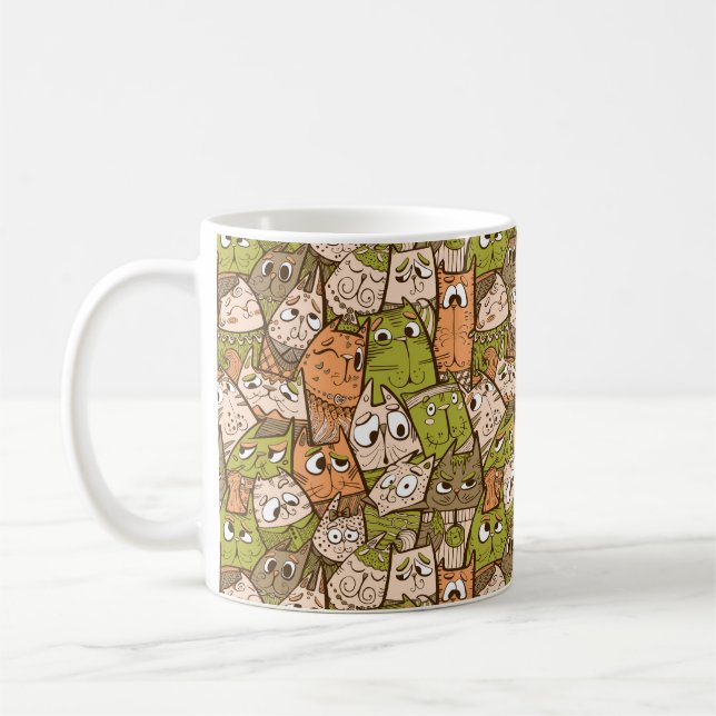 Lustige Cartoon-Katzen Kaffeetasse (Links)
