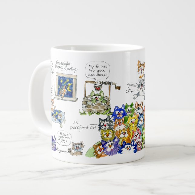 Lustige Cartoon-Katzen-Tasse Jumbo-Tasse (Vorderseite Links)