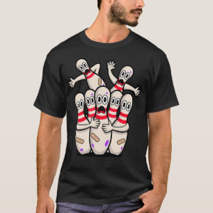 Lustige Cartoon-Kegel mit ängstlichen Gesichtern L T-Shirt