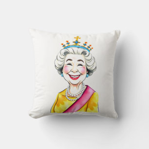 Lustige Cartoon-Königin Elizabeth II. Königliches  Kissen