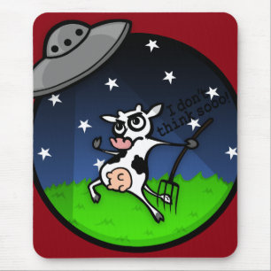 LUSTIGE CARTOON-KUH-UFO-ABDUKTIONS-MAUSUNTERLAGE MOUSEPAD