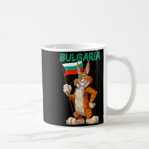 Lustige Cartoon-Luchs mit Bulgarien-Flagge Kostüm Kaffeetasse