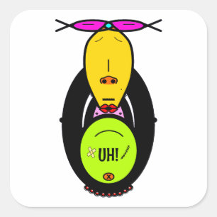 Lustige Cartoon-Maskottchen mit Affen Quadratischer Aufkleber