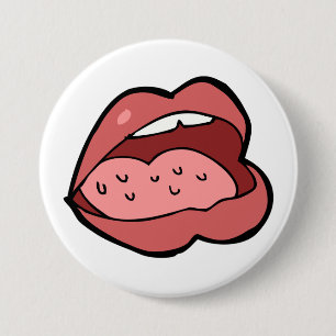Lustige Cartoon-Mund-und-Lippen-Darstellung Button