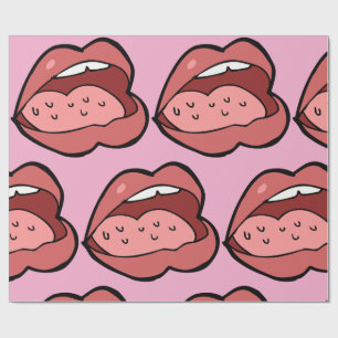 Lustige Cartoon-Mund und Lippen geöffnet Geschenkpapier