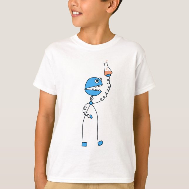 Lustige Cartoon-Roboter-Chemie-Kinder T-Shirt (Vorderseite)