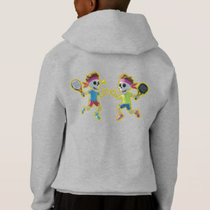 Lustige Cartoon-Skelette beim Padel-Tennis – 3D Hoodie