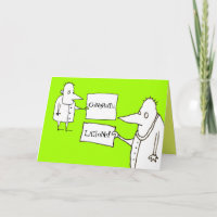 Lustige Cartoon-Typen mit Schildern Gratulation