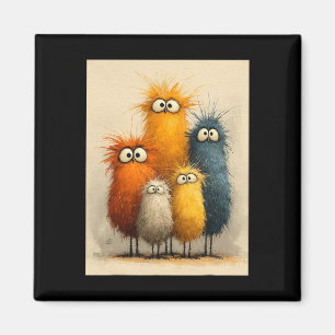 Lustige Cartoon-Vögel mit großen Augen - Kunst für Magnet