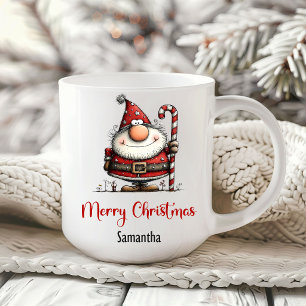 Lustige Cartoon-Weihnachtsmann-Minimal-Kaffeetasse Kaffeetasse